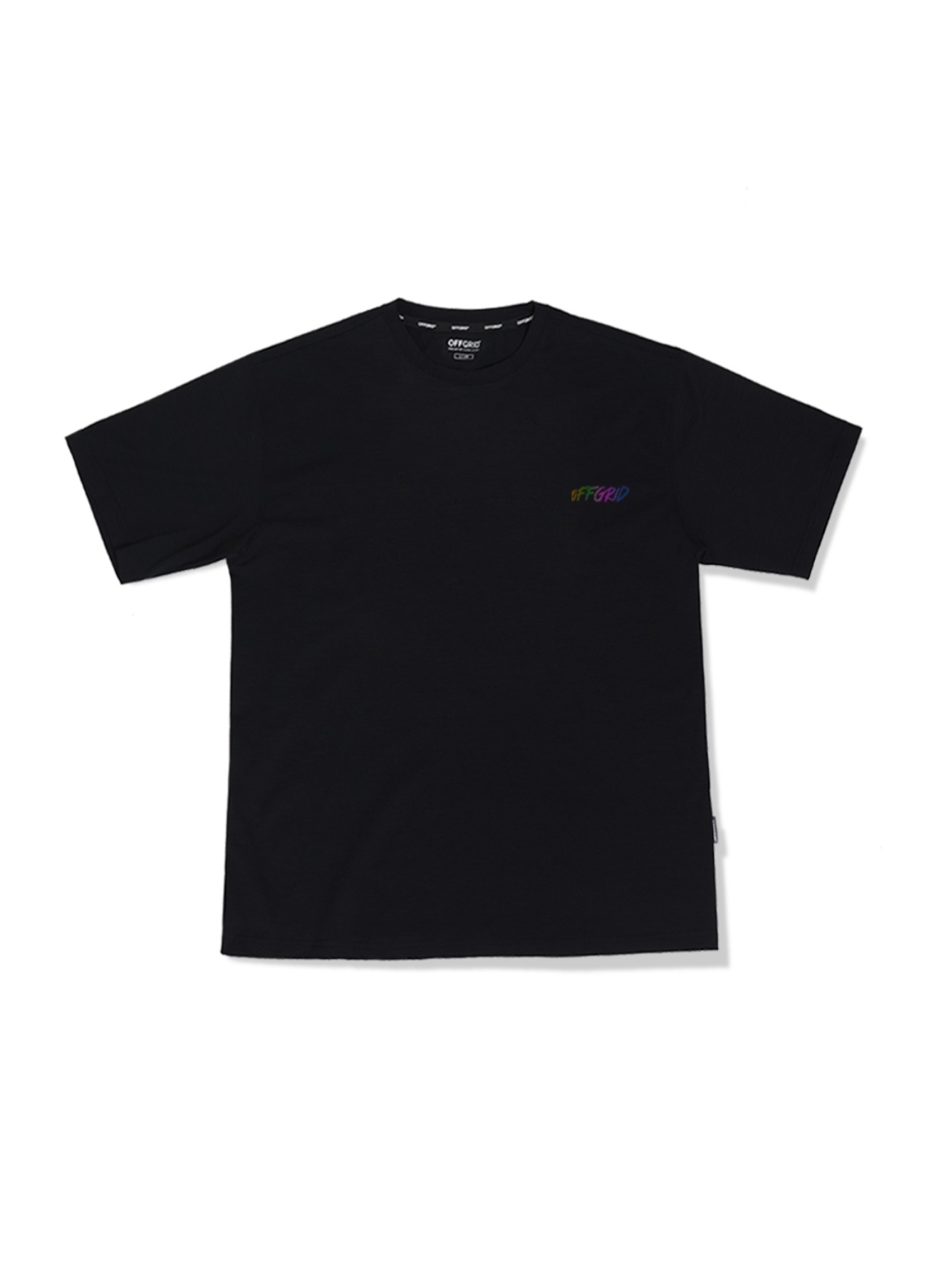홀로그램 전사 로고 티셔츠-블랙