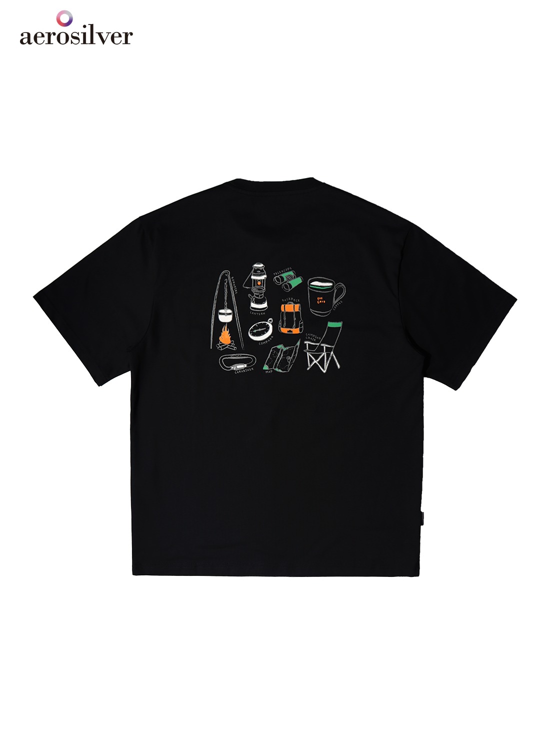 OHC 레디 투 캠프 그래픽 티셔츠-블랙